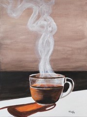 Original Expressionism 9 x 12 Hot Coffee Acrylic Canvas Wall Art Painting
