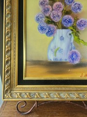 Vtg Floral Still Life Canvas Painting Ornate Gilt Frame 16×12 Bouquet Signed