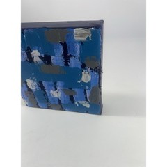 Hand-Painted Acrylic Canvas Abstract Blue Gray 7.5x8x1.5 Modern Artwork Art