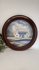 Papa & Nana’s Home 3D Original Painting Signed by Artist Vintage Round Frame