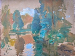 Study for a painting, Summer Landscape, oil on cardboard.