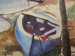 Signed Oil Painting on Canvas Coastal Boat Scene 20X16