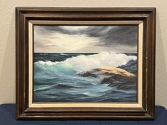 Moody MCM Seascape Oil Painting by California Artist H. Gehlke