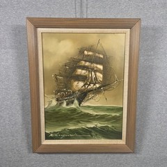 Renato Longanesi Original Oil Painting Framed Clipper Ship Maritime Seascape