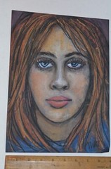 Original Art chalk Pastel Portrait redhead 9 x 12 inches