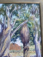 ANTIQUE EARLY CALIFORNIA LANDSCAPE PAINTING 20 DESERT PALMS TWISTED TREE CHAPMAN