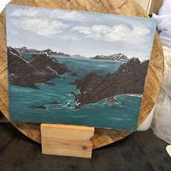 VTG Estate Original Acrylic Painting Coastal Scene abstract, contemporary 3D