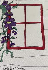 Flowers Forna Floral Red Purple Pink Blue Orig Art Painting By Artist, Free Ship
