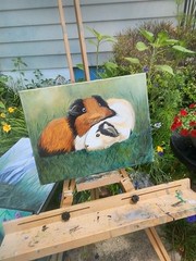 Original Oil Painting „Guinea Pigs in the Grass“ 11×14 Stretch canvas