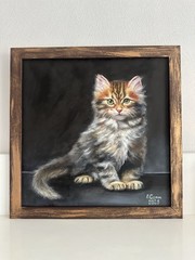 original oil painting, Wall Art, Cat, 35х35cm, Gift, Kitty, pet portrait,