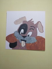 Dog Puppy Whimsical Animals Signed Art 4×4 Acrylic GAT Original Painting