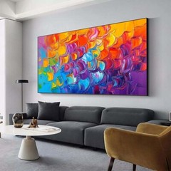 Hand painted Oil Painting Abstract Geometric Color Blue Blue Canvas Painting
