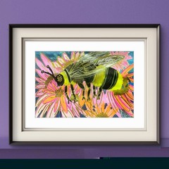 Honeybee Floral Original Abstract 9×12 Watercolor Paper Signed Contemporary
