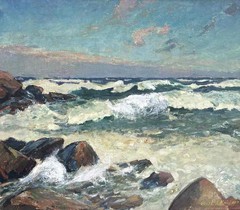 Aksel Knudsen (1903) Nordic Maritime Oil. Crashing Waves. 1940s. COA