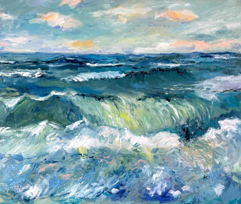 Wave Painting Claude Monet Style Original Art 20×24″ Oil Painting by Olesya Bay