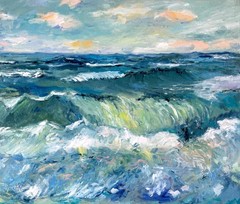 Wave Painting Claude Monet Style Original Art 20×24″ Oil Painting by Olesya Bay