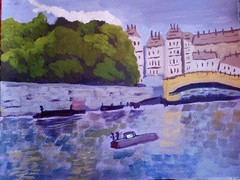 Impressionism 11×14 Siene river scene Hand painted original colorful modern art