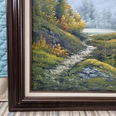 Vintage Original Oil Painting on Canvas Mountain Landscape Signed Simon 43″x 31″