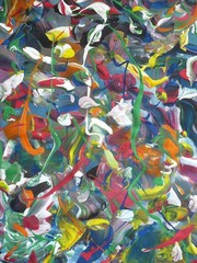 ROBIN JOHNSON, TEMPERA ON PAPER, EXPRESSIONIST ABSTRACTION DRIP TECHNIQUE MODERN