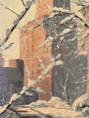 Old Impressionist Original Oil Painting Central Park New York Landscape Signed