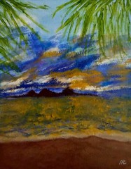 „Hawaiian Sunrise“ US 2000-Now Artist Signed Orig Acrylic 8″ x 10″ Painting