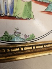Antique Qianlong 18th Century Asian China Woman Child Painting Porcelain Plaque