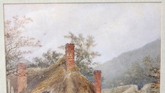 William Wells Quatremain 1896 Antique English Watercolor Painting Woman Chickens