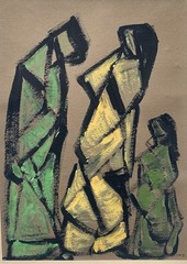 Paul (Mid 20th Century) Fantastic Expressionism Hebrew Artist Gouache Painting