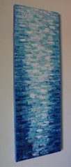 Blue Sky Ocean Waves Abstract Painting 10×30 Coastal Textured Art COA