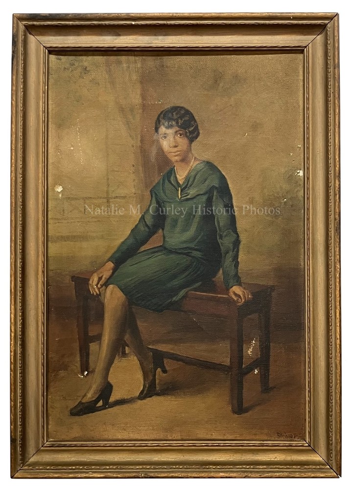 1920s African American Woman Fine Oil Painting Portrait Signed