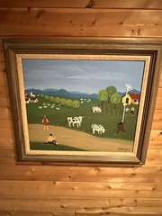 Incredible Folk Art Farm Ubiraci Pinto Oil Painting 1969 MCM Framed Brazilian