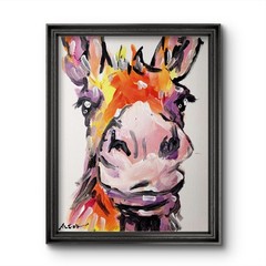 Aleph Original Art Donkey 14×11 Abstract Expressionist Original Painting Canvas