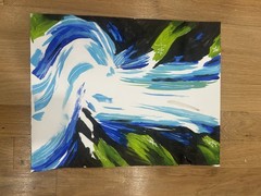Original Abstract Waterfall Painting 14×11 paper Modern Wall Art Home Decor