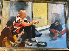 Large Rhoda Yanow „Street Musicians Florence NJ“ Oil Painting – Signed/Framed