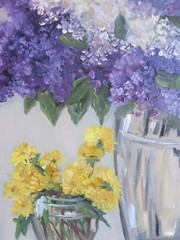 bouquet of lilacs original oil painting, dandelions oil painting, flowers art