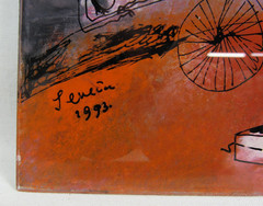 Zeljko Senecic (1933-2018) Reverse Glass Painting Signed & Dated 10″ x 9.5″ Esta