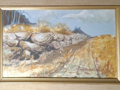 Stone Wall, old Laines/Lanes, on board,12 3/4″ by 9 3/4″
