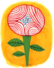 Abstract Flower Painting, Whimsical Floral Art 8×10