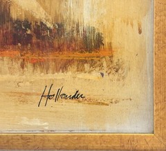 Hollander Original Oil Painting, Large Mid-Century Modern Abstract Signed