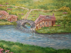 Shire Hobbit village The Lord of the Rings Oil canvas impressionism tolkien