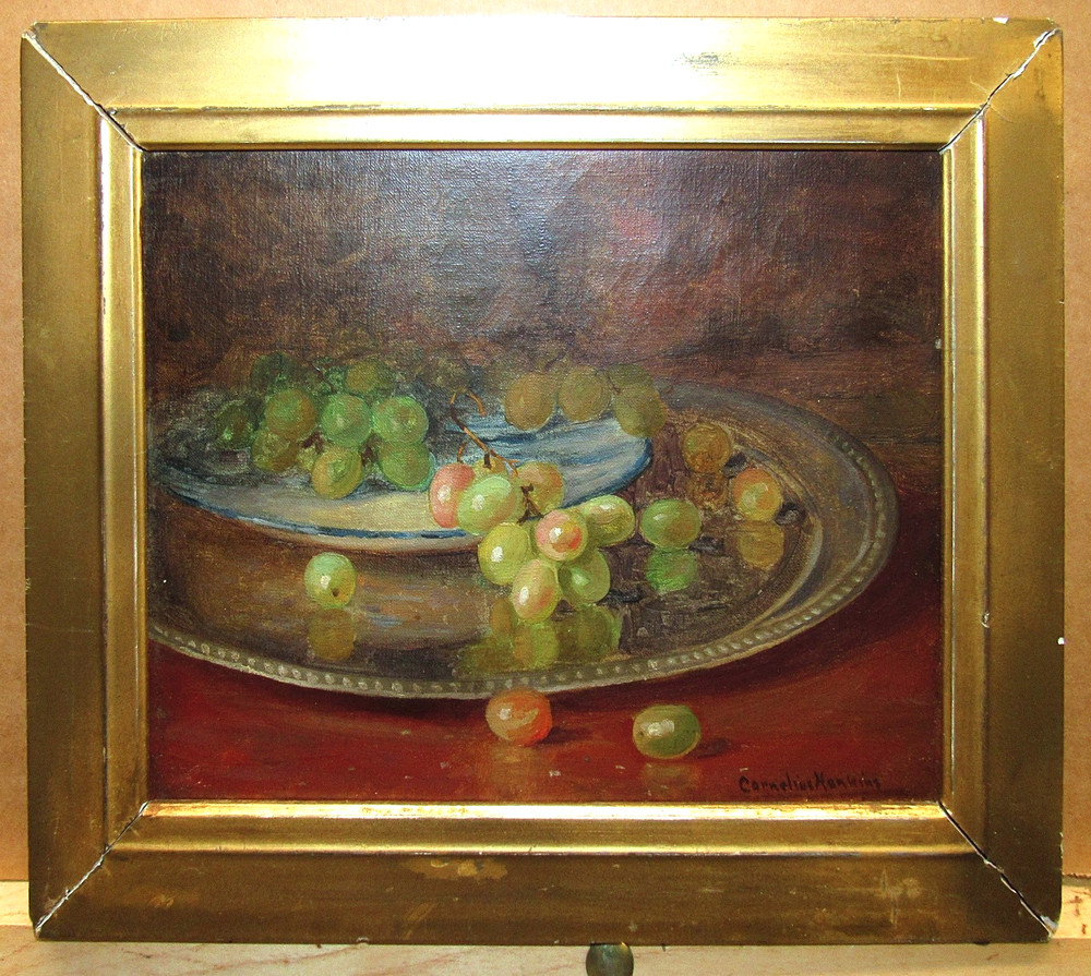 Cornelius Hankins 1890s Still Life with Grapes Listed Tennessee Virginia Artist