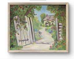 Mother’s Day Garden Gate 11×14 Painting Canvas Panel