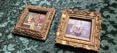 Set of 2 Mini Gold Framed Still Life Acrylic/Oil Paintings Decorative Display