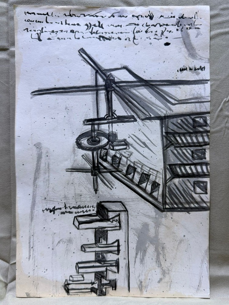 LEONARDO DA VINCI drawing and painting on old paper signed stamped vintage