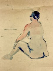 Ossip LUBITCH: Female Nude Study in Watercolor and Gouache