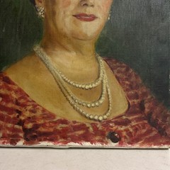 Antique 1957 oil painting portrait Canvas Signed Bramwell Fletcher.