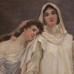 Oil painting on canvas neoclassical women allegory faith hope charity 19th cent