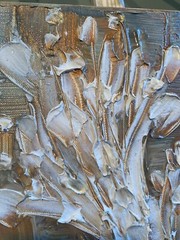 ORIGINAL Painting White Koi Fish Textured Palette Knife 20×20”- by Susanna Shap