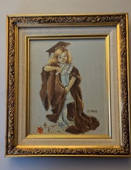 Vintage Framed Matted Signed Oil Painting Of A Girl By S. Blake 13.75″x11.5″