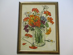 EVANS 1970’S STILL LIFE PAINTING MODERNIST IMPRESSIONIST POPPIES FLOWERS FLORAL